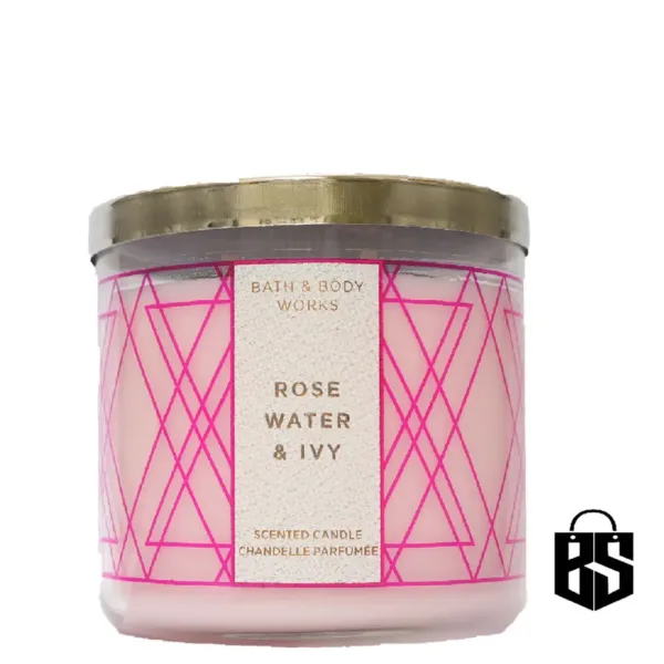 Rose Water And Ivy Scented 3 Wick Candle